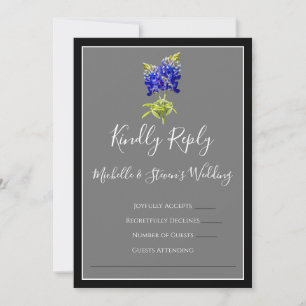 Texas Bluebonnets on Dark Gray, Spring RSVP Invitation