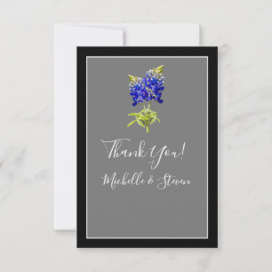 Texas Bluebonnets on Dark Gray, Spring Wedding Thank You Card