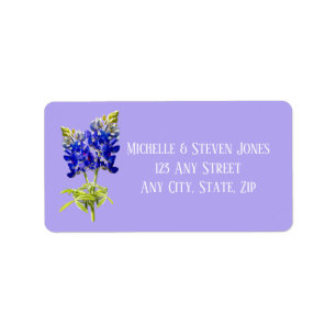 Texas Bluebonnets on Lavender, Spring Wedding Label