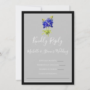 Texas Bluebonnets on Light Gray, Spring RSVP Invitation