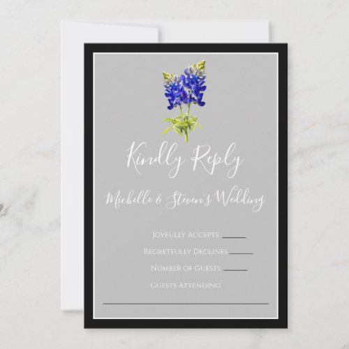 Texas Bluebonnets on Light Gray Spring RSVP Invitation