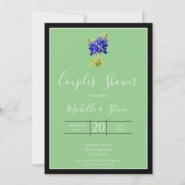 Texas Bluebonnets on Sage, Spring, Couples Invitation (Front)
