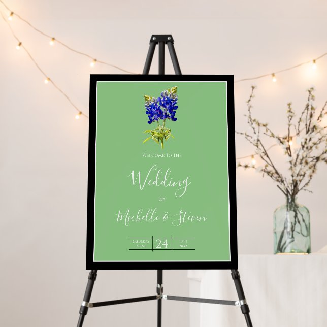 Texas Bluebonnets on Sage, Spring Wedding Foam Board (In Situ (Stand))