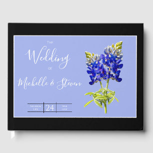 Texas Bluebonnets on Slate Blue, Spring Wedding Guest Book