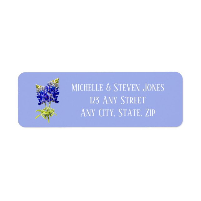 Texas Bluebonnets on Slate Blue, Spring Wedding Label (Front)