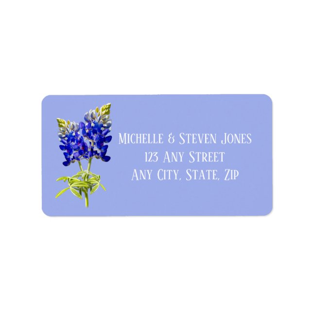 Texas Bluebonnets on Slate Blue, Spring Wedding Label (Front)