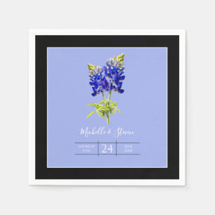Texas Bluebonnets on Slate Blue, Spring Wedding Napkins