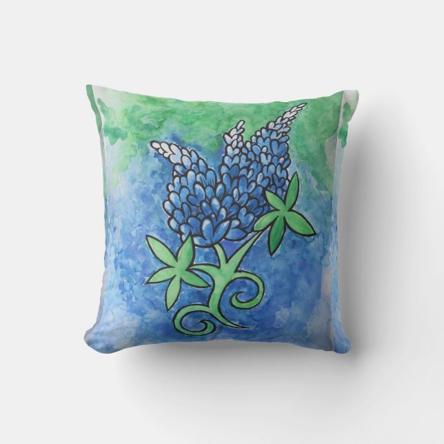 Texas Bluebonnets Outdoor Pillow (Front)