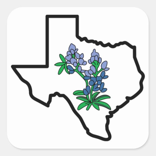 Texas Bluebonnets Square Sticker