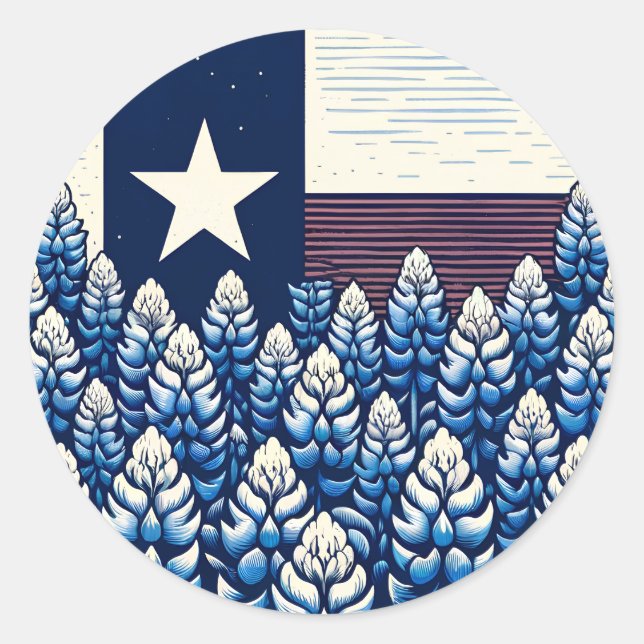 Texas Bluebonnets State Flag Texan Pride           Classic Round Sticker (Front)