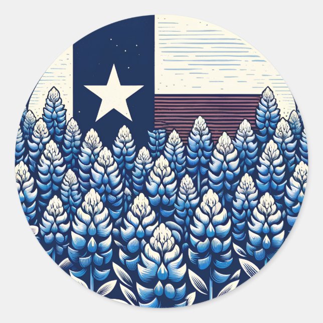 Texas Bluebonnets State Flag Texan Pride           Classic Round Sticker (Front)