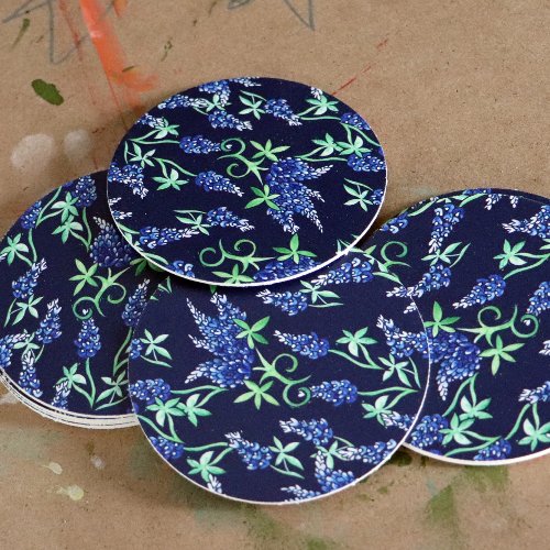 Texas Bluebonnets Texan  Round Paper Coaster