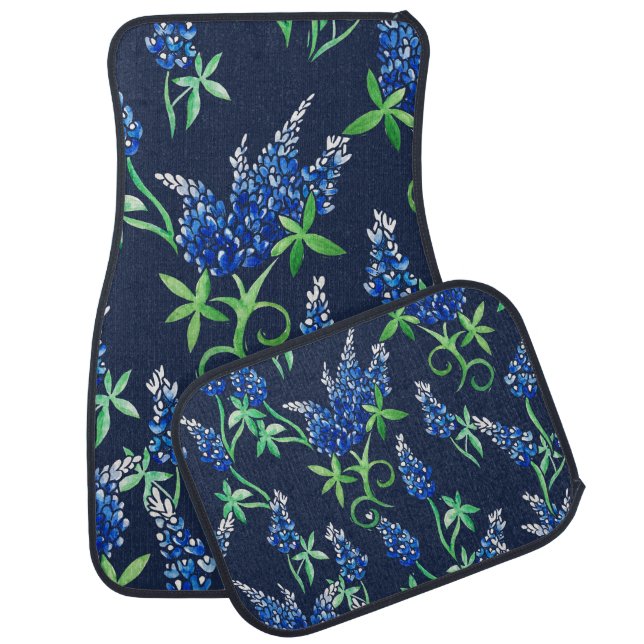 Texas Bluebonnets Texan State Flower Bluebonnet Car Floor Mat (Set)