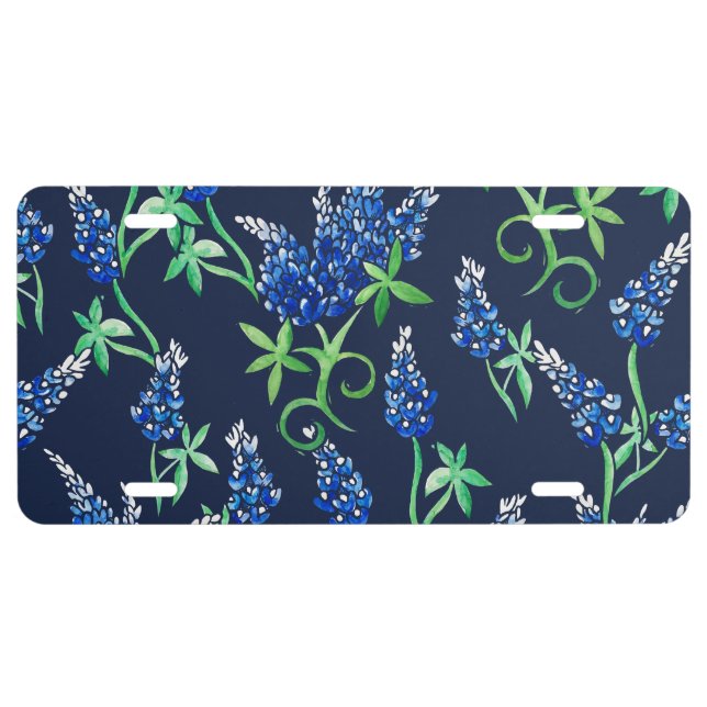 Texas Bluebonnets Texan State Flower Bluebonnet License Plate (Front)