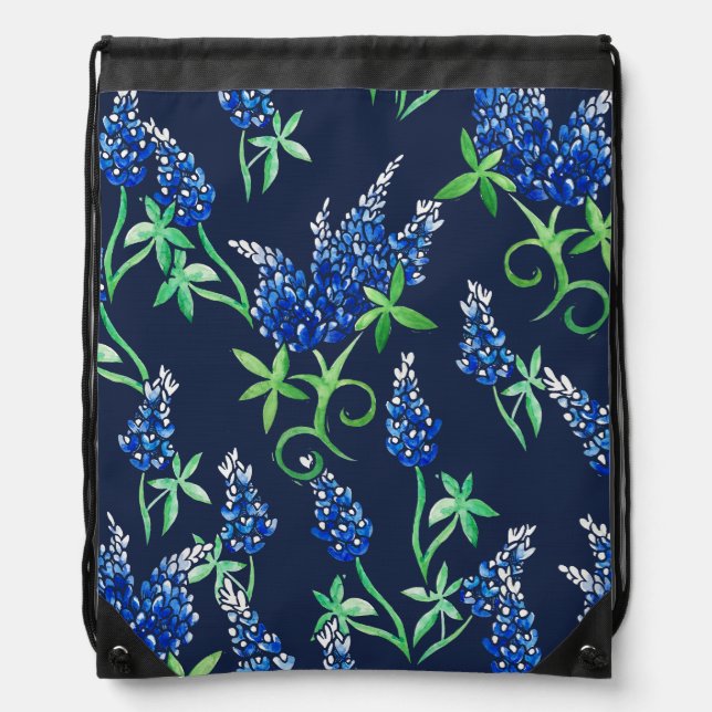 Texas Bluebonnets Texan State Flower Bluebonnet "T Drawstring Bag (Front)