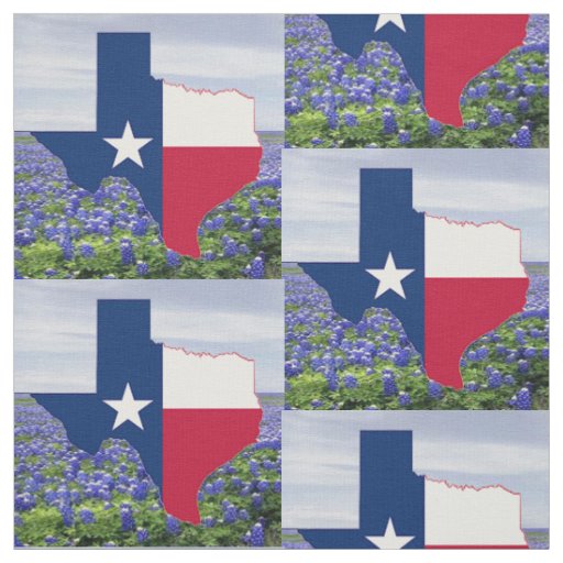 Texas Bluebonnets Texas Shape Flag  Fabric 4.5"