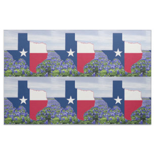 Texas Bluebonnets Texas Shape Flag Fabric 9"