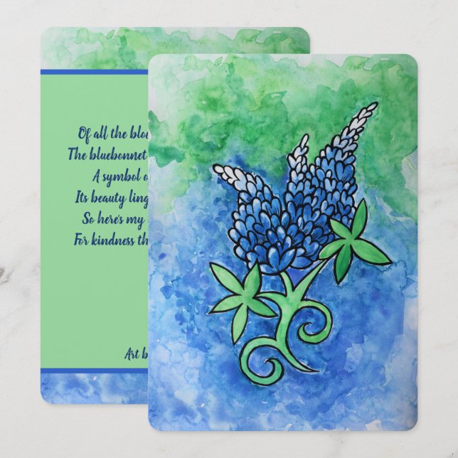 Texas Bluebonnets Thank You Card (Front/Back)