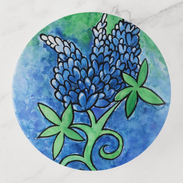 Texas Bluebonnets Trinket Tray (Front)