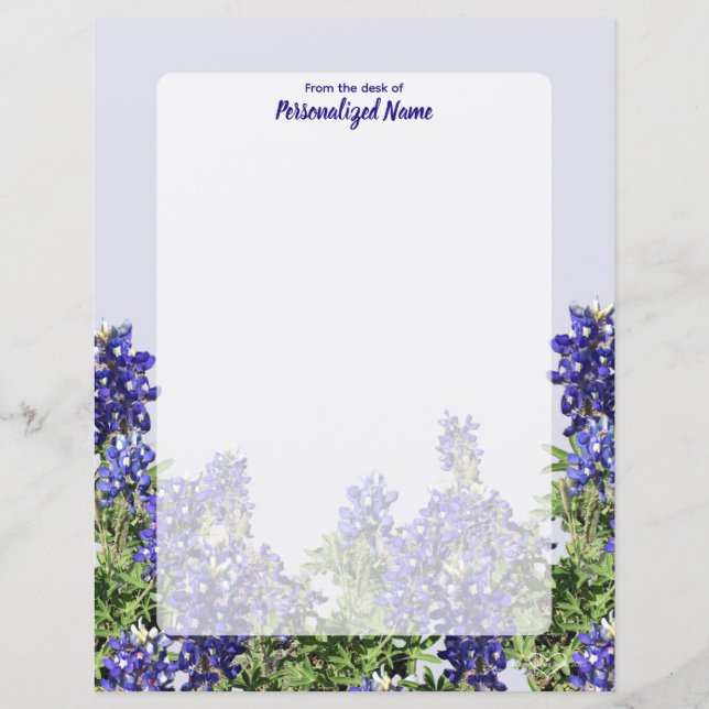 Texas Bluebonnets Unlined Paper Sheet (Front)