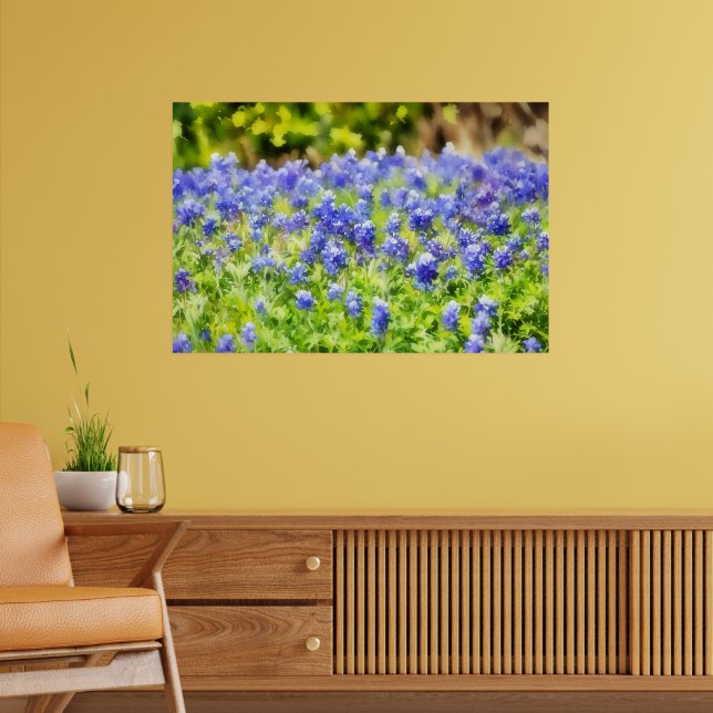 Texas Bluebonnets Watercolor Style Art Print (Living Room 2)