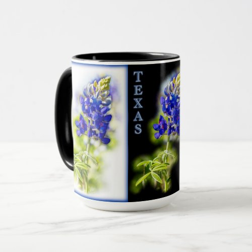 Texas Bluebonnets with black Mug