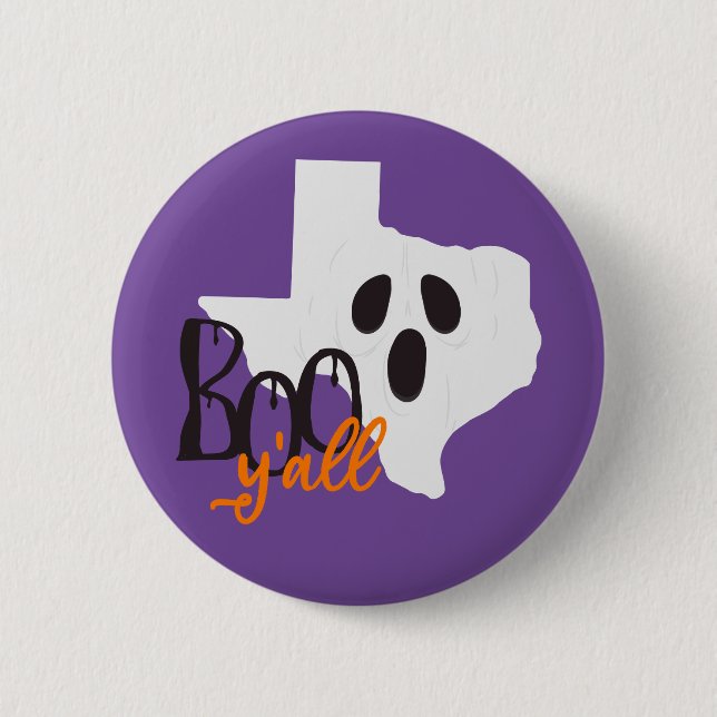 Texas Boo Y'all Halloween Button (Front)