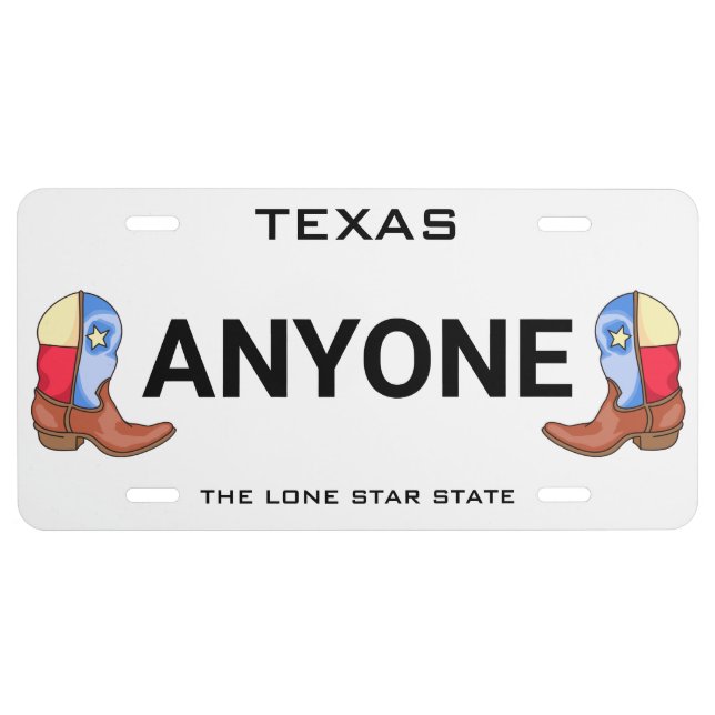 Texas Boots Vanity License Plate (Front)