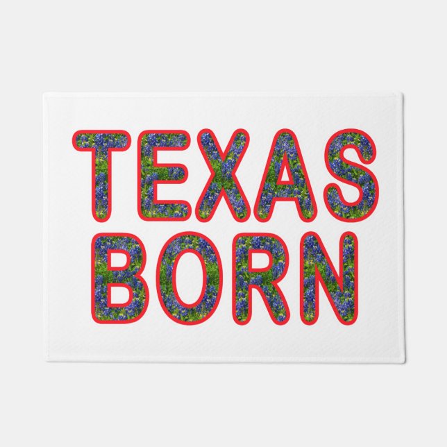Texas Born Bluebonnet Doormat (Front)