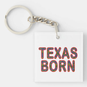 Texas Born Bluebonnet Keychain