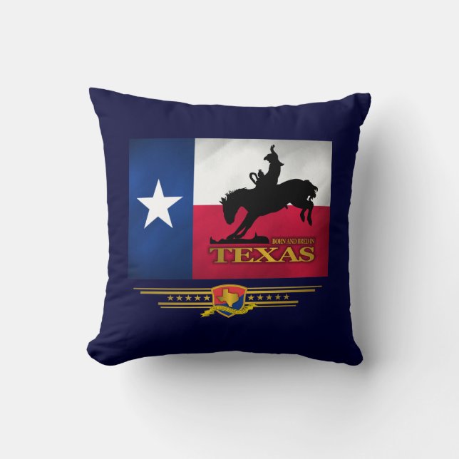 Texas Born & Bred Throw Pillow (Front)