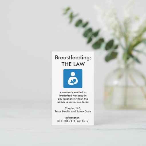Texas Breastfeeding Law Business Card Zazzle