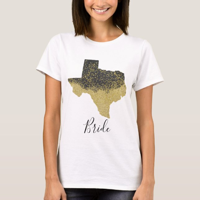 Texas Bride Black and Gold Image T-Shirt (Front)