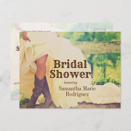 Texas Bride in Boots Bridal Shower Invitation Post Postcard