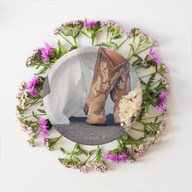 Texas Bride in Boots Bridal Shower Paper Plates (Creator Uploaded)