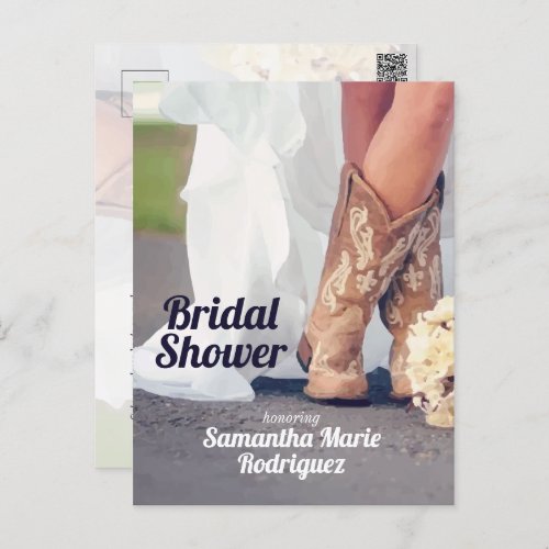 Texas Bride in Boots Bridal Shower Postcard