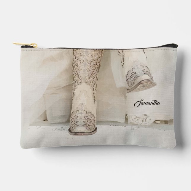 Texas Bride in Rhinestone Boots Accessory Pouch (Front)