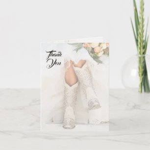 Texas Bride in Rhinestone Boots Bridal Shower Letterpress Thank You Card