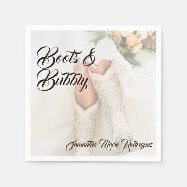 Texas Bride in Rhinestone Boots Bridal Shower Napkins (Front)