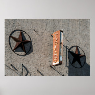 Texas, Building Sign, Color, Vintage Poster
