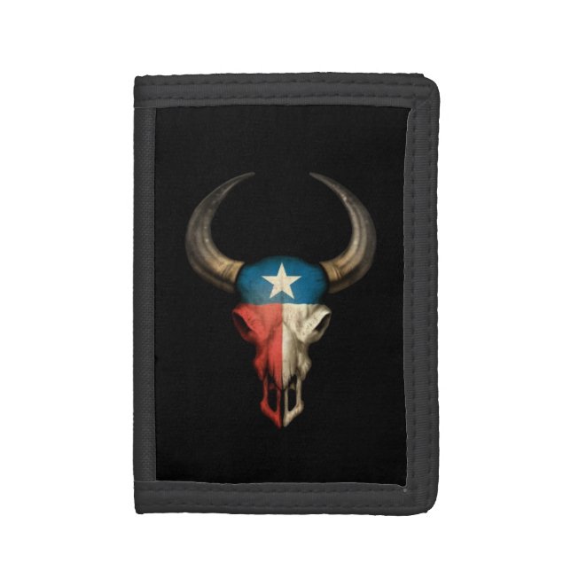 texas bull skull black.jpg trifold wallet (Front Vertical)