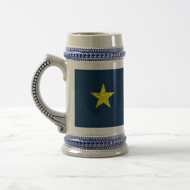 Texas, Burnet Star Historical Flag, Distressed Beer Stein (Left)