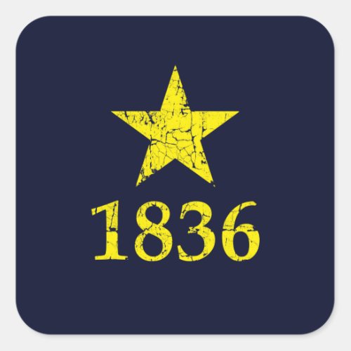 Texas Burnet Star Historical Flag Distressed Square Sticker