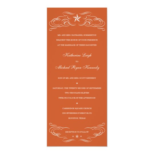 Texas Burnt Orange Lone Star Wedding Invitations Zazzle Com