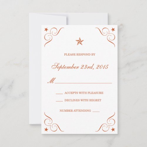 Texas Burnt Orange Lone Star Wedding RSVP cards