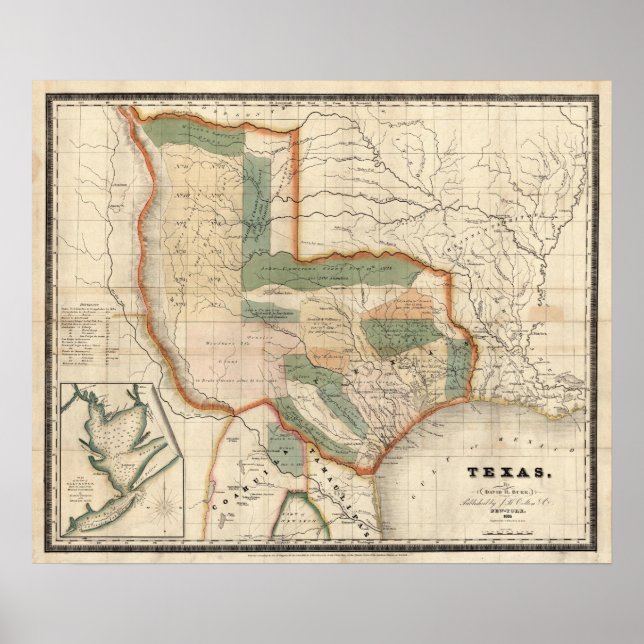 Texas, By David H Burr Poster (Front)