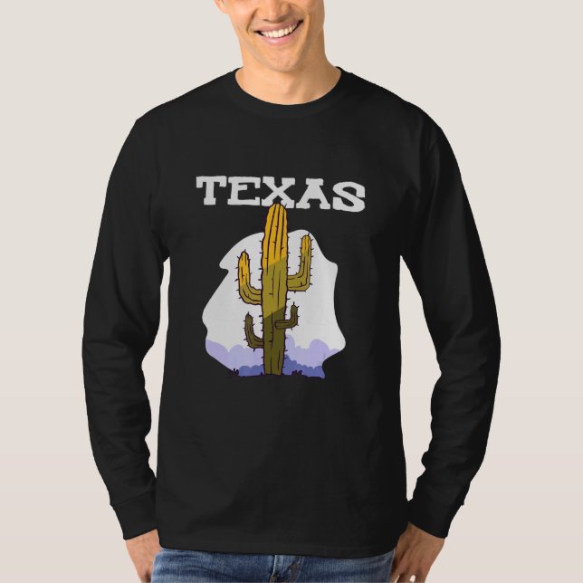 Texas Cactus Retro Country T-Shirt (Front)