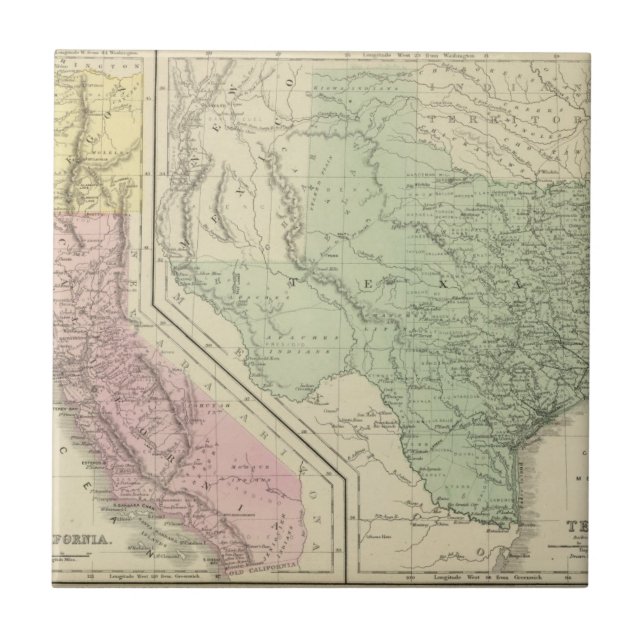 Texas, California Ceramic Tile (Front)