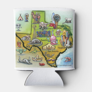 Texas Cartoon Map Can Cooler