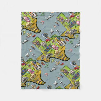 Texas Cartoon Map Fleece Blanket